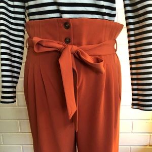 Paperbag waist straight pants